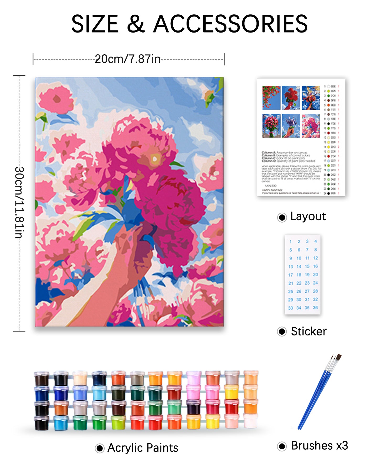 6 Pack Paint by Numbers Kits (Flower)