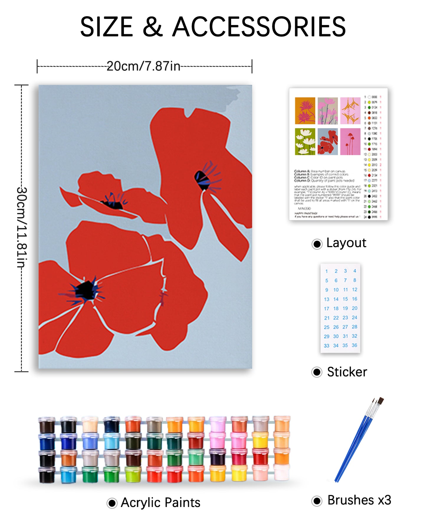 6 Pack Paint by Numbers Kits (Modern Floral)
