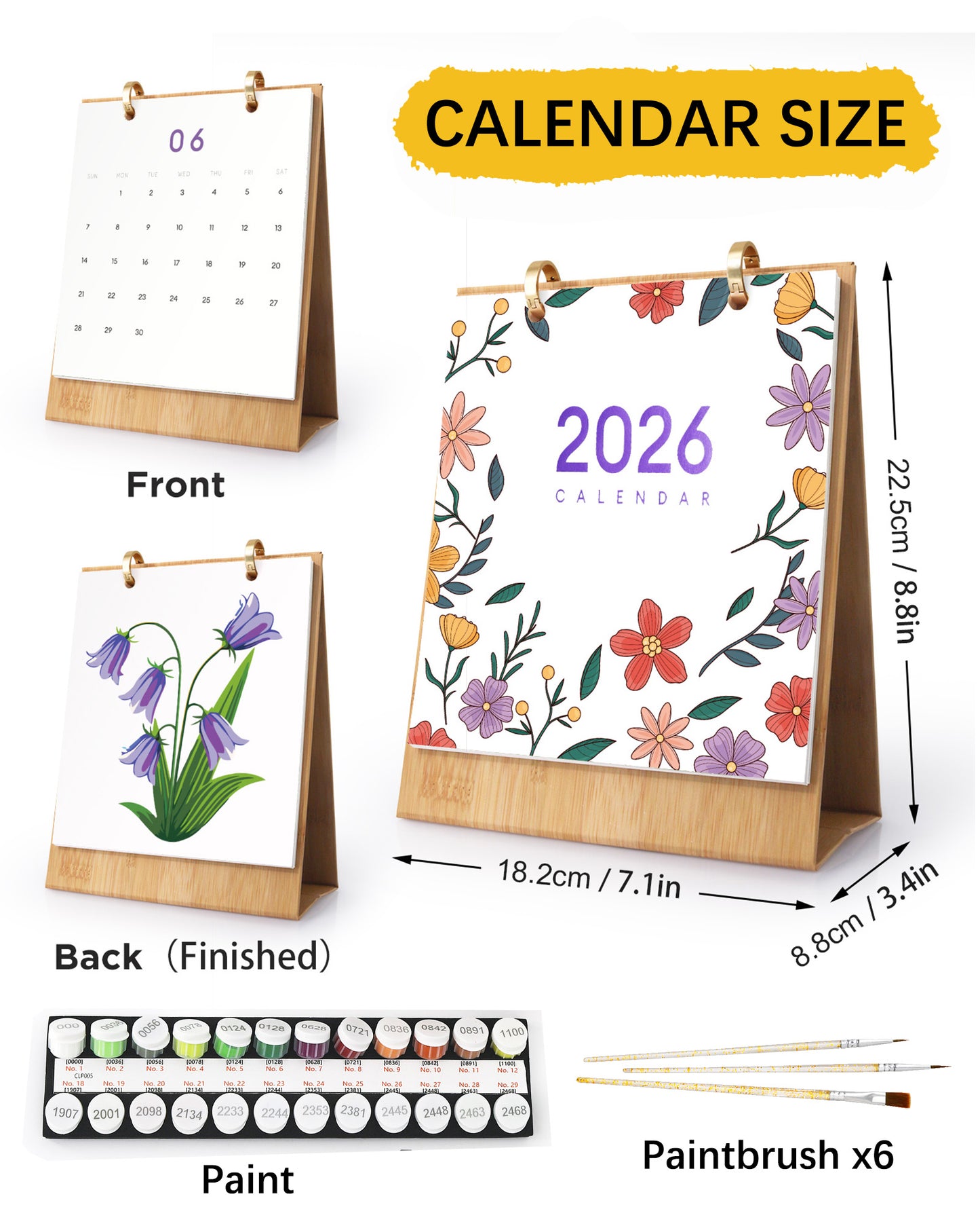 2026 Paint by Numbers Calendar (Flowers)
