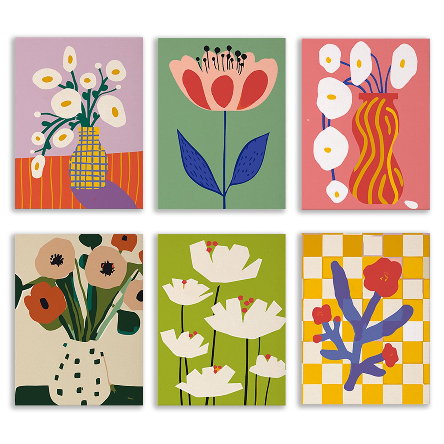 6 Pack Paint by Numbers Kits (Abstract Floral)