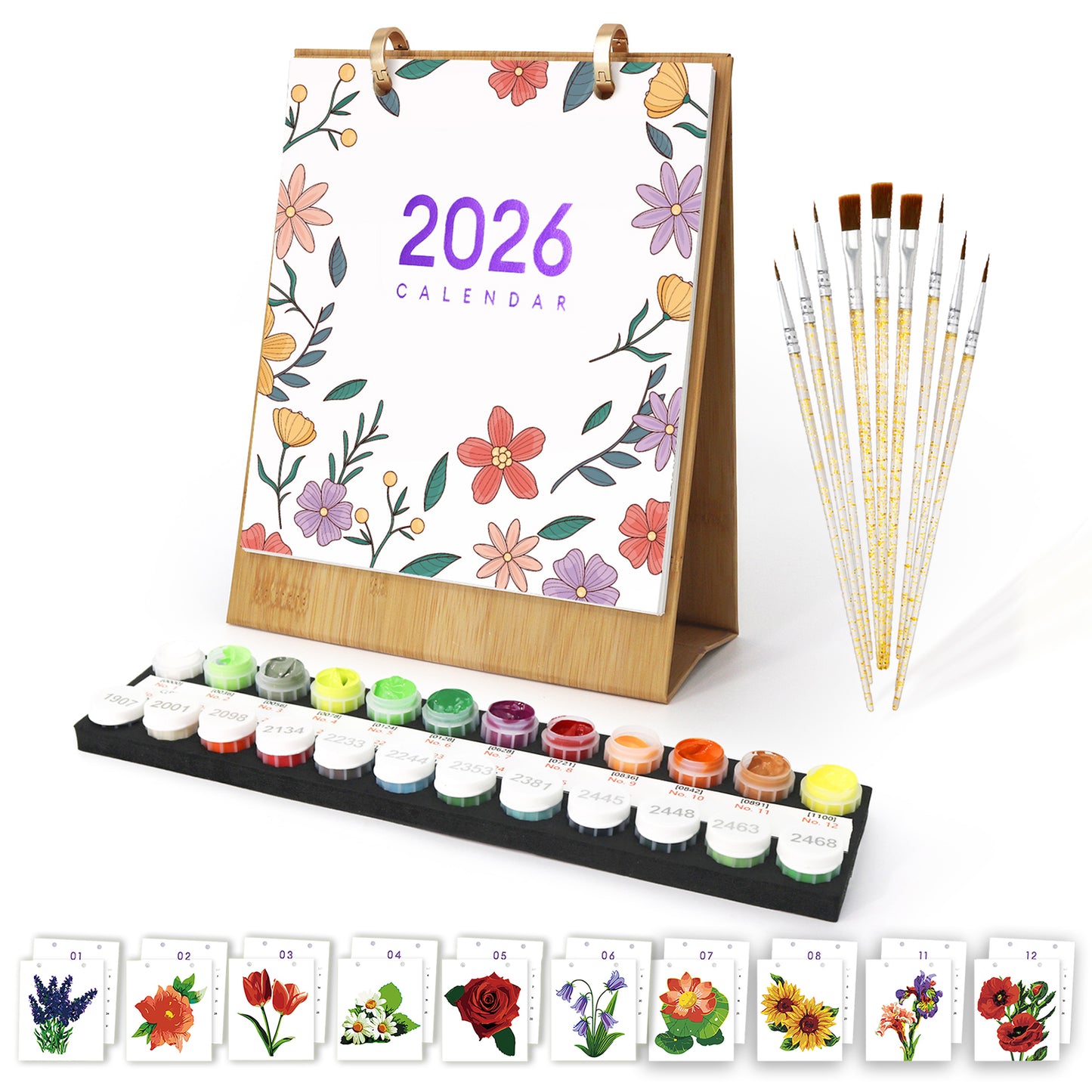 2026 Paint by Numbers Calendar (Flowers)