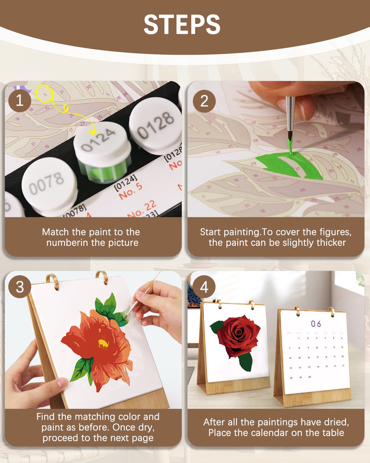 2026 Paint by Numbers Calendar (Flowers)