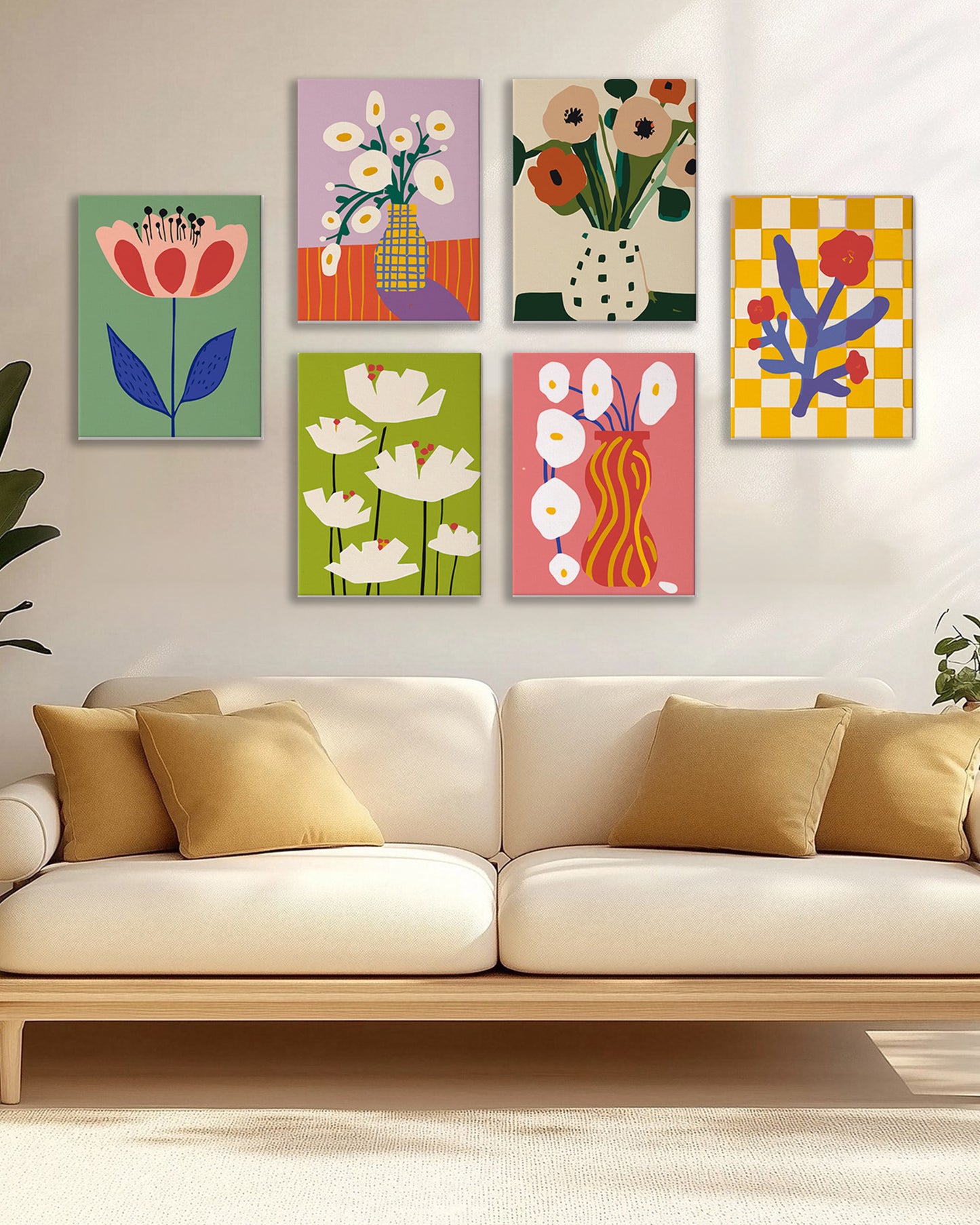 6 Pack Paint by Numbers Kits (Abstract Floral)