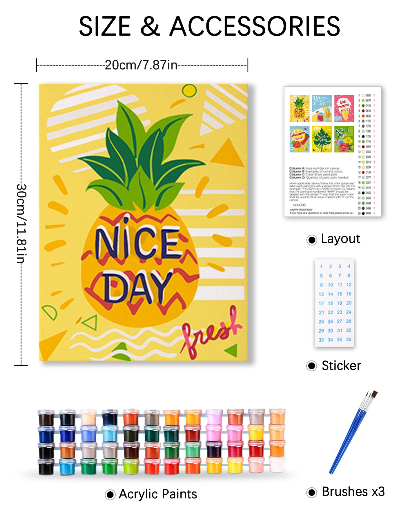 6 Pack Paint by Numbers Kits (Summer Fruits)