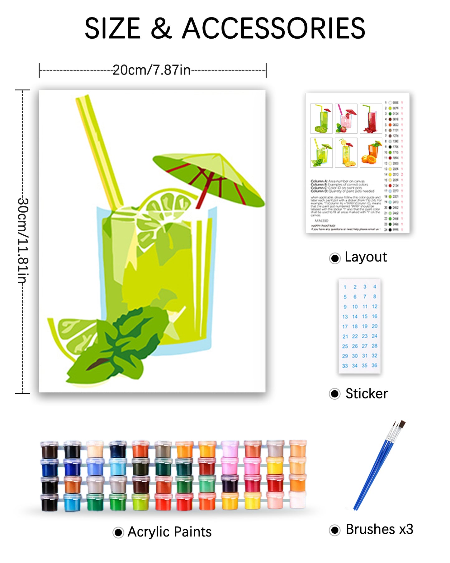 6 Pack Paint by Numbers Kits (Summer Drinks)