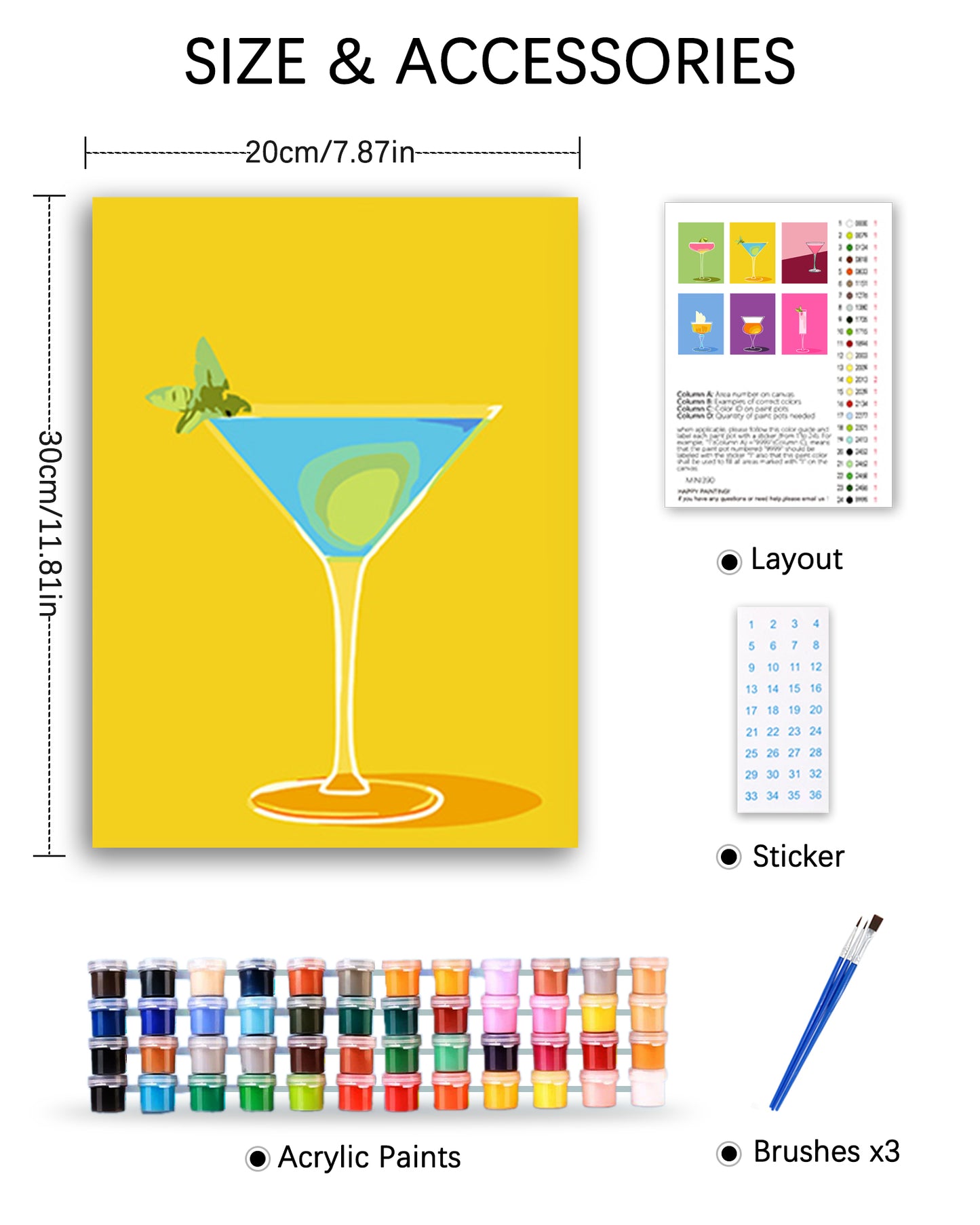 6 Pack Paint by Numbers Kits (Cocktail )