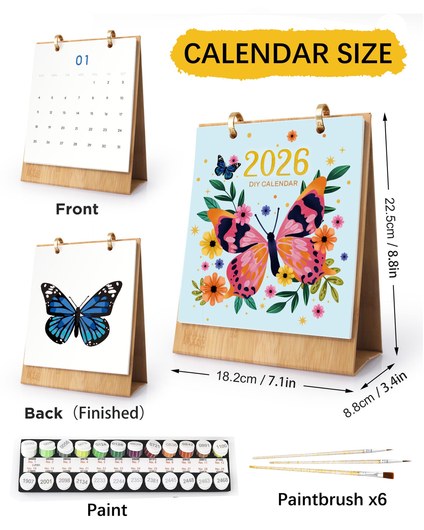 2026 Paint by Numbers Calendar (Butterflies)