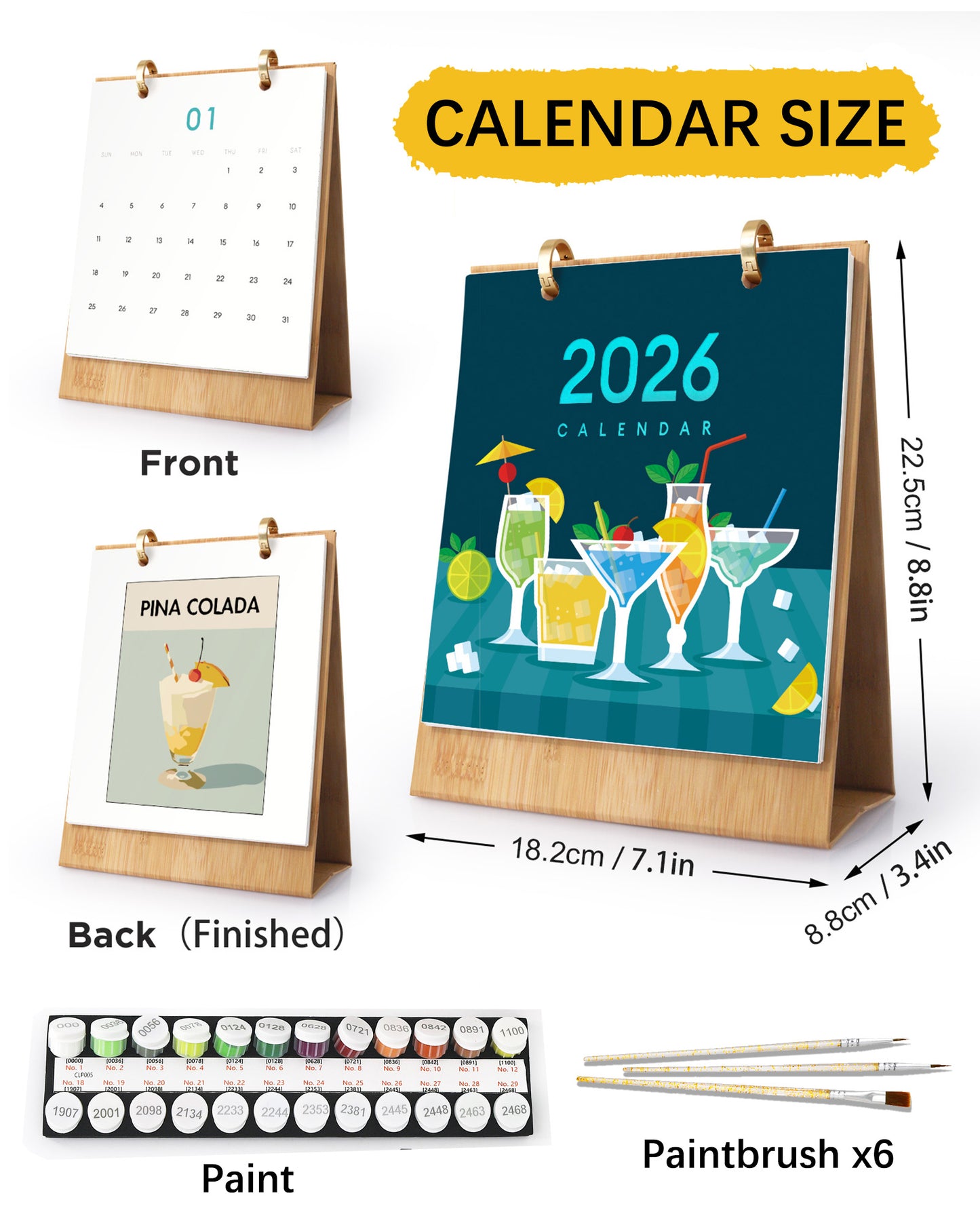 2026 Paint by Numbers Calendar (Cocktails)