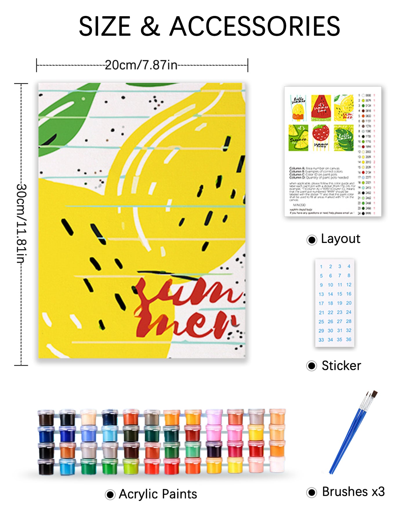 6 Pack Paint by Numbers Kits (Summer Fruit)