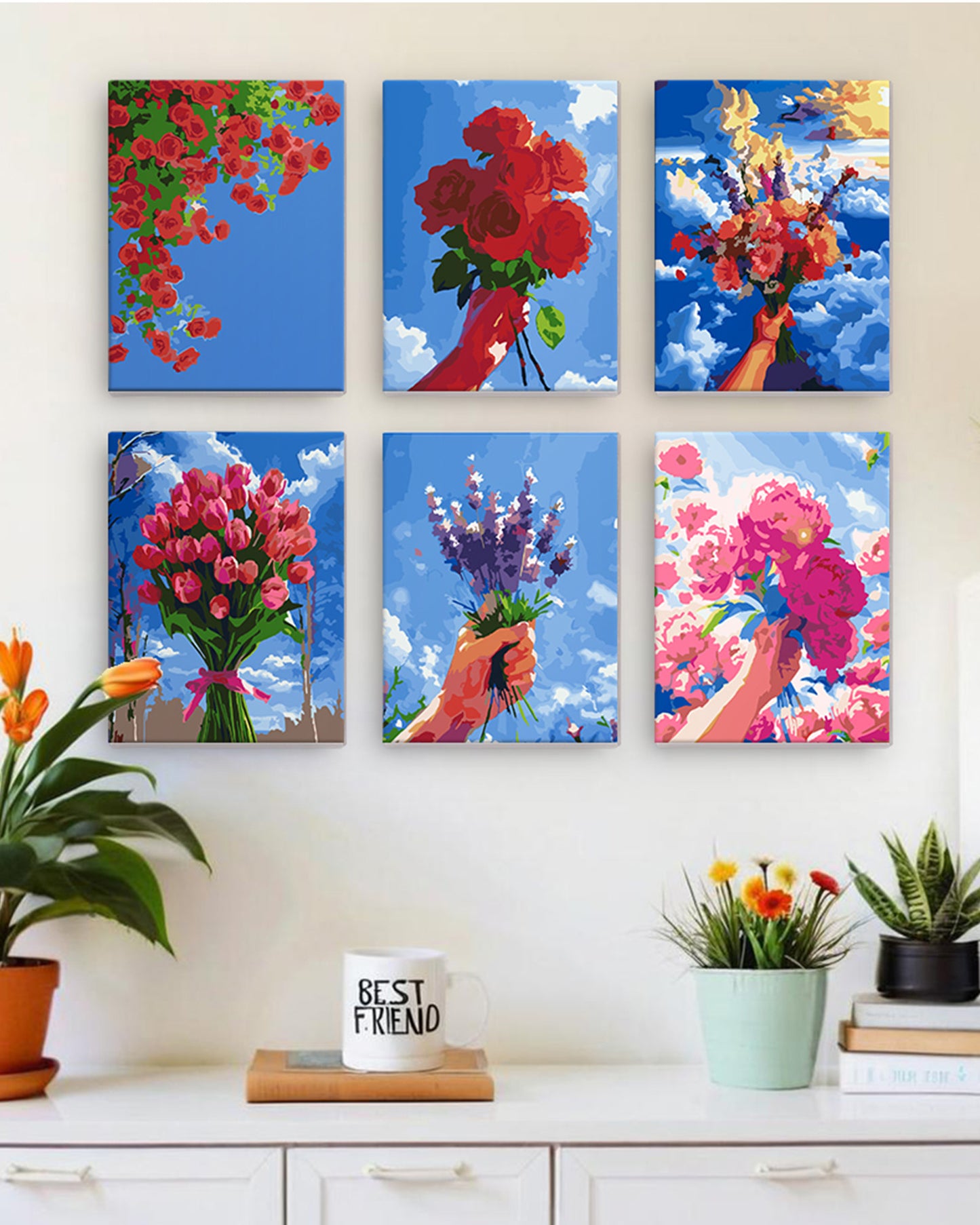 6 Pack Paint by Numbers Kits (Flower)
