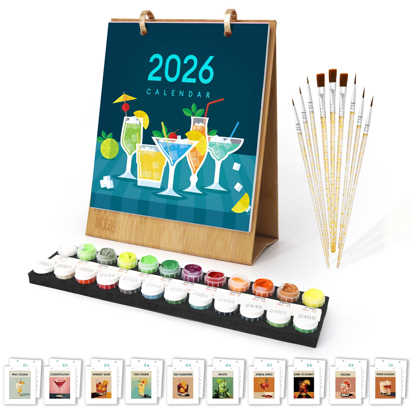 2026 Paint by Numbers Calendar (Cocktails)