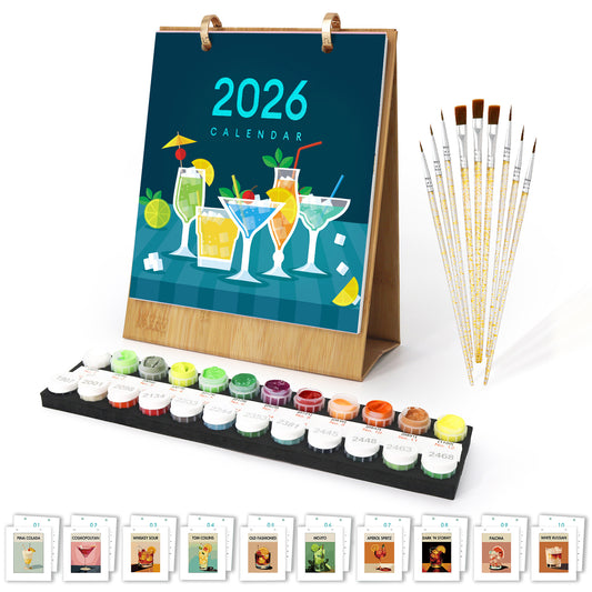 2026 Paint by Numbers Calendar (Cocktails)