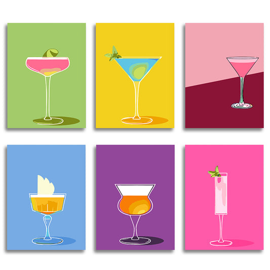 6 Pack Paint by Numbers Kits (Cocktail )