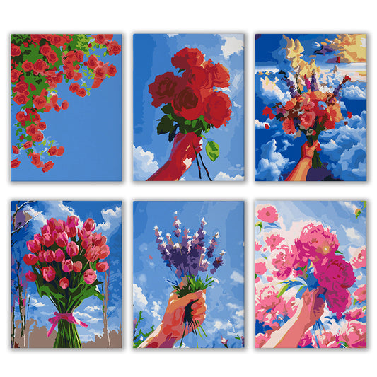 6 Pack Paint by Numbers Kits (Flower)