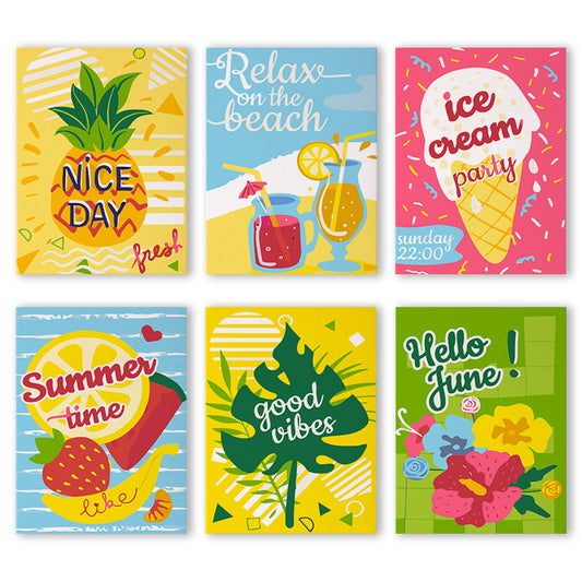 6 Pack Paint by Numbers Kits (Summer Fruits)