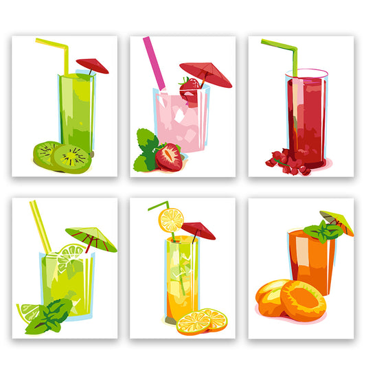 6 Pack Paint by Numbers Kits (Summer Drinks)