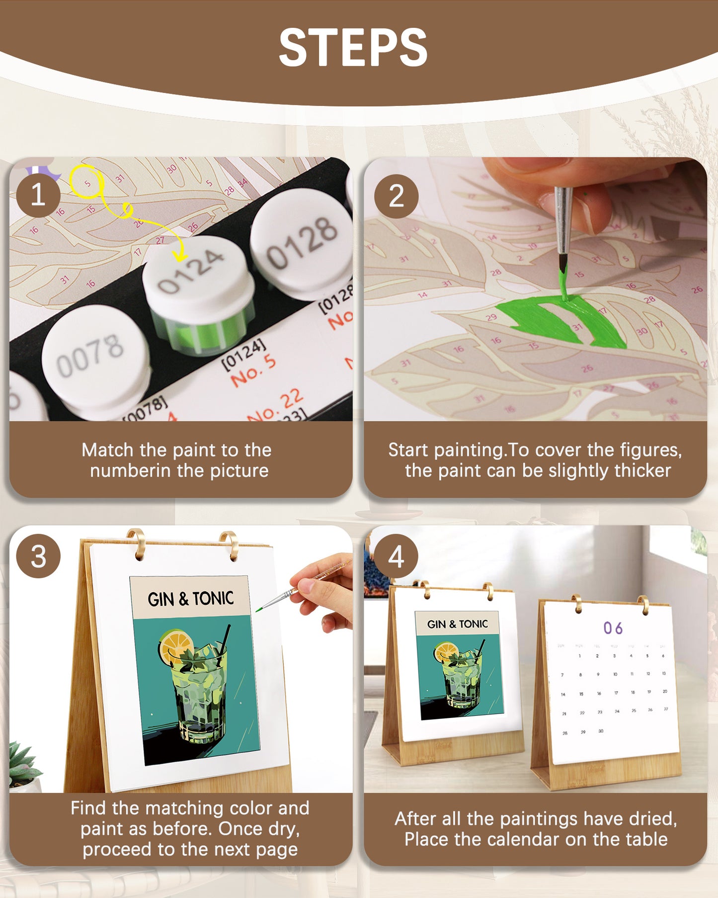 2026 Paint by Numbers Calendar (Cocktails)