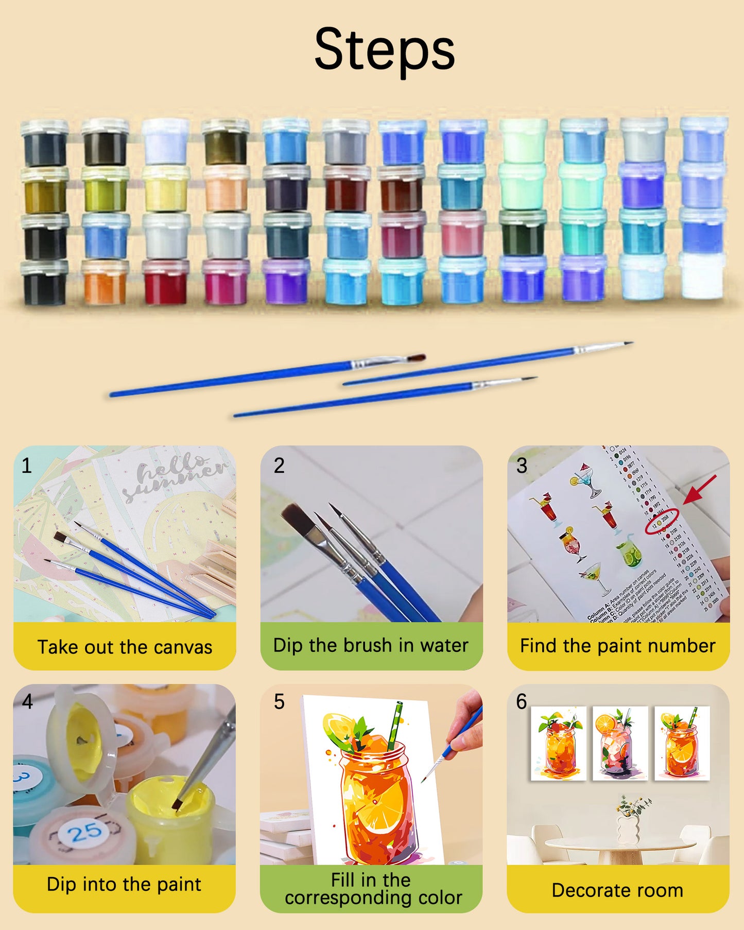 6 Pack Paint by Numbers Kits (Iced Juice)