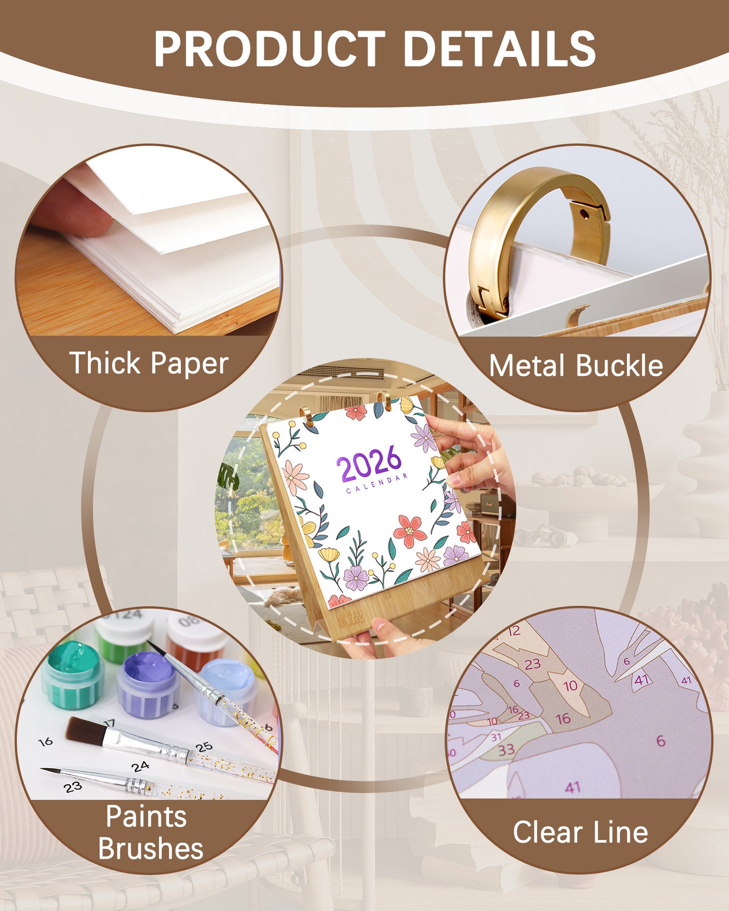 2026 Paint by Numbers Calendar (Flowers)